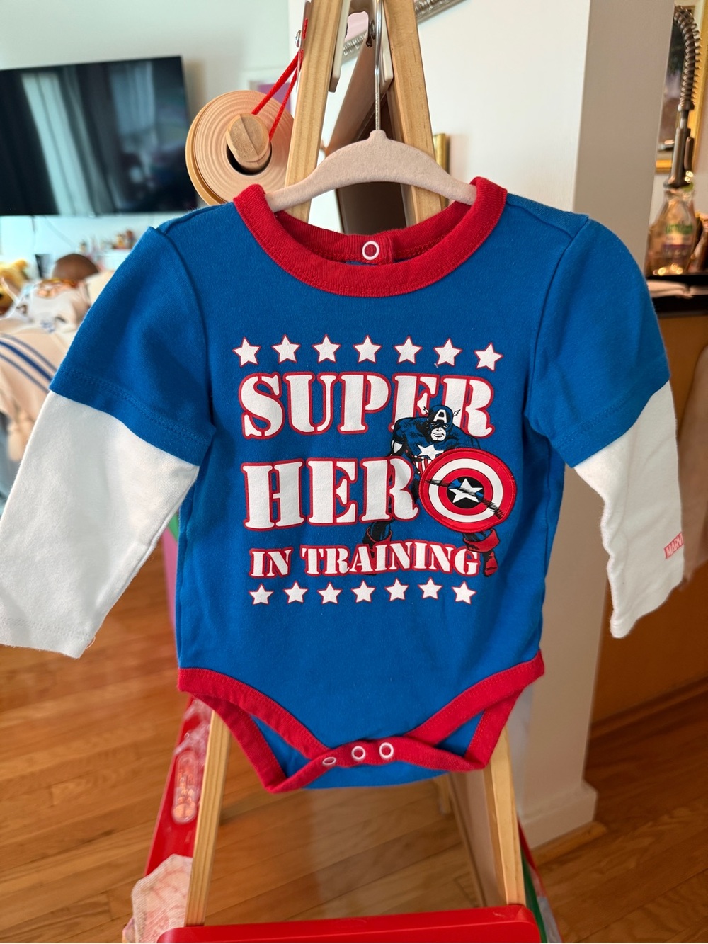Disney Store Marvel Captain America Super Hero in Training Bodysuit 12-18M Baby